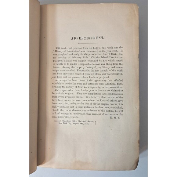 The History of Prostitution 1859 Antique Book Cover Torn Rare Edition W. Sanger - Picture 5 of 14